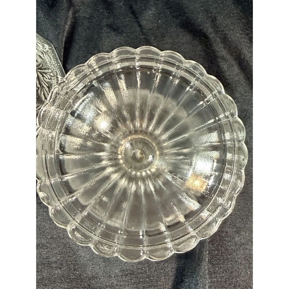 EAPG Clear SANDWICH Glass Lidded Compote On Pedestal‎ w/Grape Design (2611)